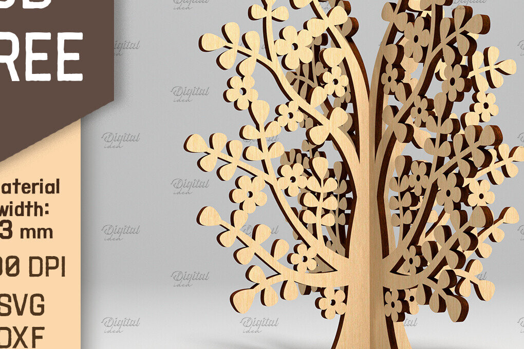 Intra απο ξύλο plywood 3mm-4mm πάχος 3D Tree . Κόψιμο με λέιζερ μόνιμου δέντρου Δίασταση 30x20 cm INTRAFABR-87202382