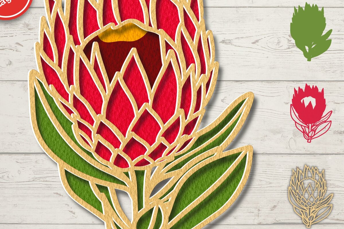 Intra απο ξύλο plywood 3mm-4mm πάχος 3D Tropical Flower Protea Δίασταση 30x20 cm INTRAFABR-75732248