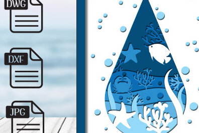 Σετ των 2 Intra απο ξύλο plywood 3mm-4mm πάχος Τρισδιάστατο υποβρύχιο κουτί σκιάς με λέιζερ Δίασταση 25x25 cm INTRAFABR-57854514