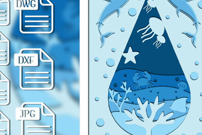 Intra απο ξύλο plywood 3mm-4mm πάχος Τρισδιάστατο υποβρύχιο κουτί σκιάς με λέιζερ Δίασταση 25x25 cm INTRAFABR-57854524