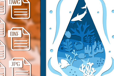 Σετ των 2 Intra απο ξύλο plywood 3mm-4mm πάχος Τρισδιάστατο υποβρύχιο κουτί σκιάς με λέιζερ Δίασταση 25x25 cm INTRAFABR-57854534