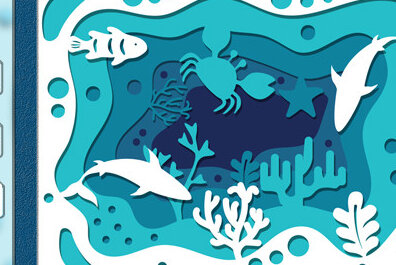 Σετ των 2 Intra απο ξύλο plywood 3mm-4mm πάχος Τρισδιάστατο υποβρύχιο κουτί σκιάς με λέιζερ Δίασταση 25x25 cm INTRAFABR-57960759