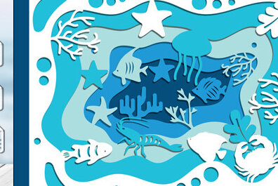 Intra απο ξύλο plywood 3mm-4mm πάχος Τρισδιάστατο υποβρύχιο κουτί σκιάς με λέιζερ Δίασταση 25x25 cm INTRAFABR-57960781