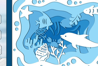 Σετ των 2 Intra απο ξύλο plywood 3mm-4mm πάχος Τρισδιάστατο υποβρύχιο κουτί σκιάς με λέιζερ Δίασταση 25x25 cm INTRAFABR-57960792