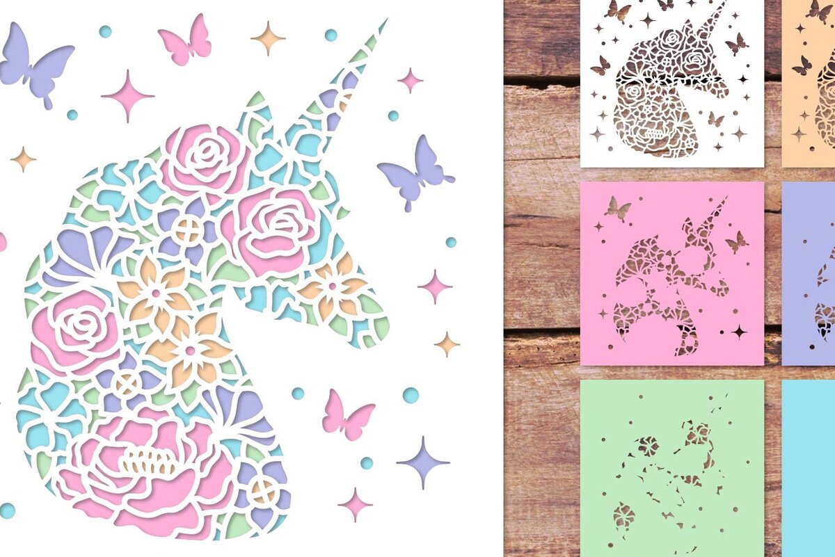 Intra απο ξύλο plywood 3mm-4mm πάχος Τρισδιάστατη κοπή καρτών Unicorn με στρώσεις Δίασταση 40x40 cm INTRAFABR-30634369