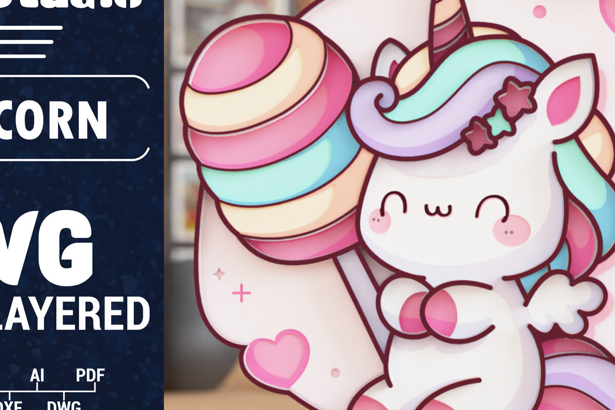 Σετ των 2 Intra απο ξύλο plywood 3mm-4mm πάχος 3D Unicorn Multilayer Cut  Δίασταση 1500x1500 cm INTRAFABR-119990852