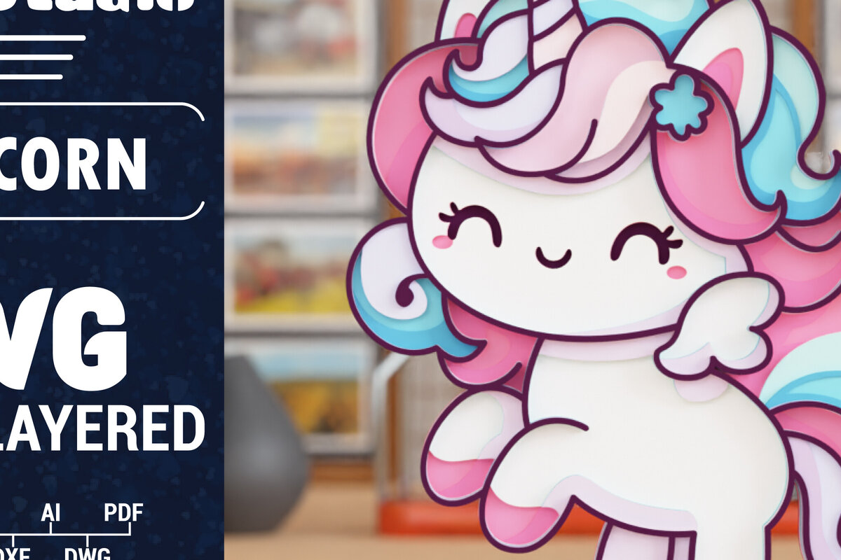 Σετ των 2 Intra απο ξύλο plywood 3mm-4mm πάχος 3D Unicorn Multilayer Cut  Δίασταση 1500x1500 cm INTRAFABR-119990854