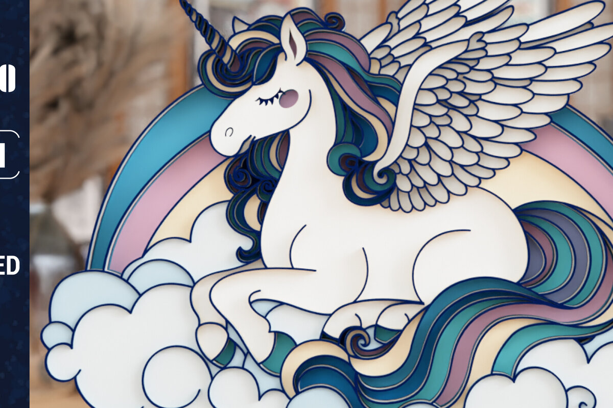 Σετ των 3 Intra απο ξύλο plywood 3mm-4mm πάχος 3D Unicorn Multilayer Cut  Δίασταση 1500x1500 cm INTRAFABR-121713296