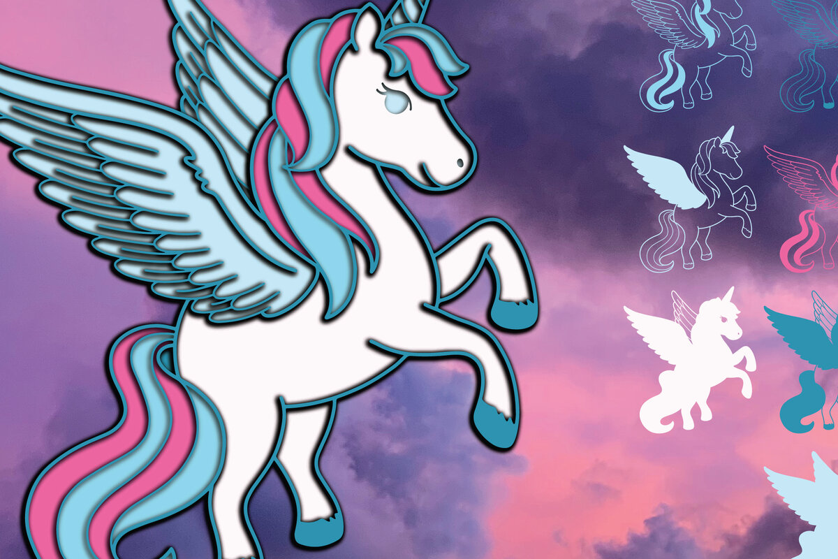 Σετ των 2 Intra απο ξύλο plywood 3mm-4mm πάχος 3d Unicorn Paper Cut Δίασταση 1200x1200 cm INTRAFABR-25010327