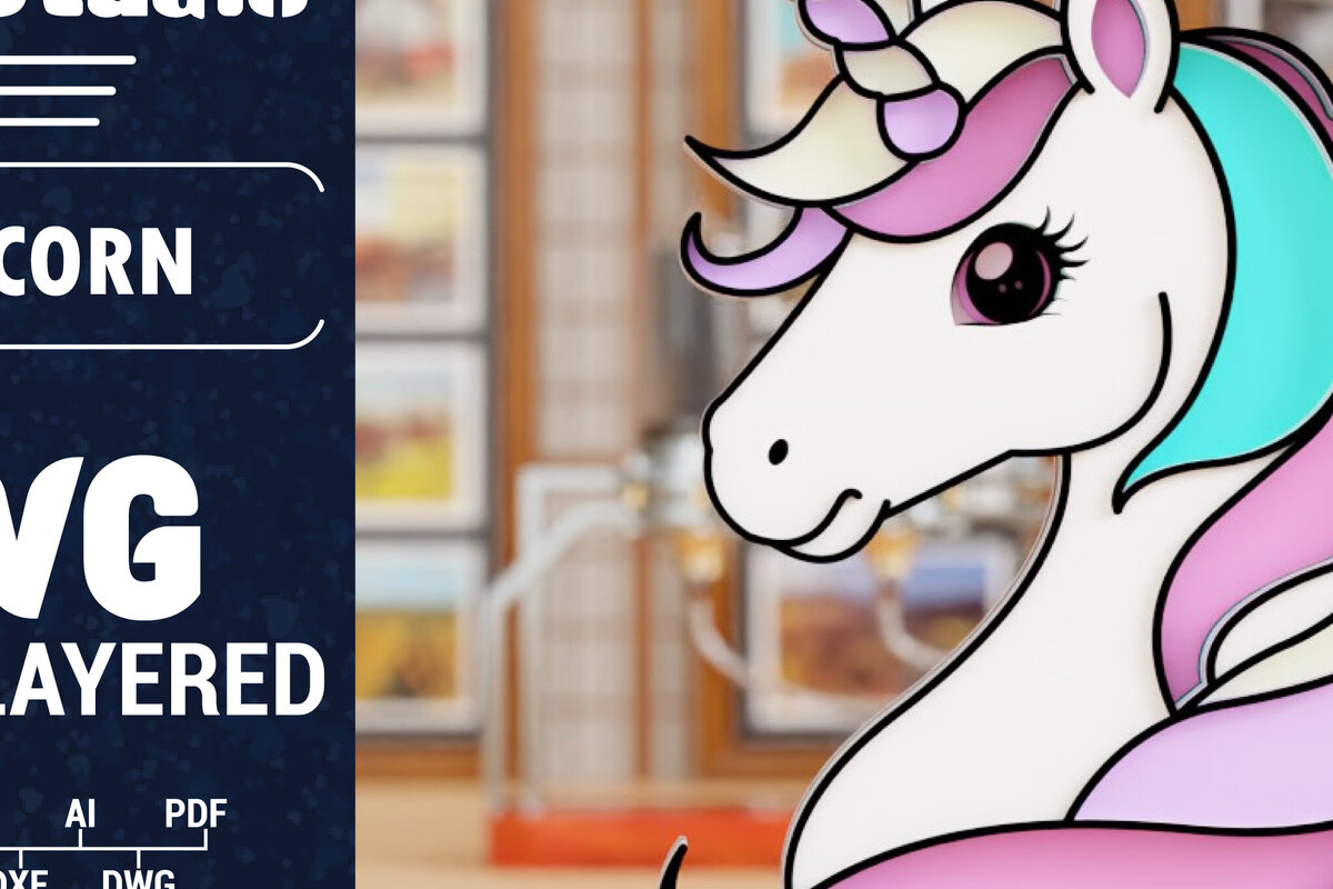 Σετ των 2 Intra απο ξύλο plywood 3mm-4mm πάχος 3D Unicorn Cut Papercut με λέιζερ Δίασταση 1500x1500 cm INTRAFABR-100977506