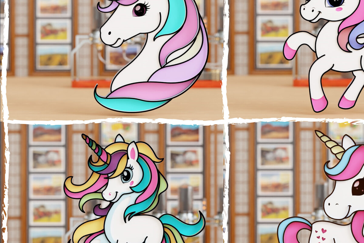 Σετ των 2 Intra απο ξύλο plywood 3mm-4mm πάχος 3D Unicorn Cut Papercut B Δίασταση 1500x1500 cm INTRAFABR-106706895