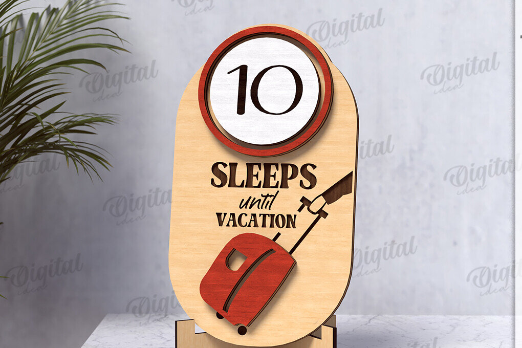 Intra απο ξύλο plywood 3mm-4mm πάχος Τρισδιάστατη αντίστροφη μέτρηση για διακοπές Δίασταση 30x20 cm INTRAFABR-123570219