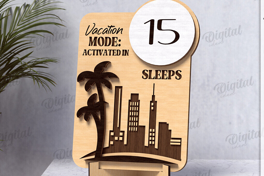 Intra απο ξύλο plywood 3mm-4mm πάχος Τρισδιάστατη αντίστροφη μέτρηση για διακοπές Δίασταση 30x20 cm INTRAFABR-123569562