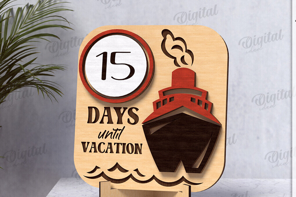 Intra απο ξύλο plywood 3mm-4mm πάχος Τρισδιάστατη αντίστροφη μέτρηση για διακοπές Δίασταση 30x20 cm INTRAFABR-123570179