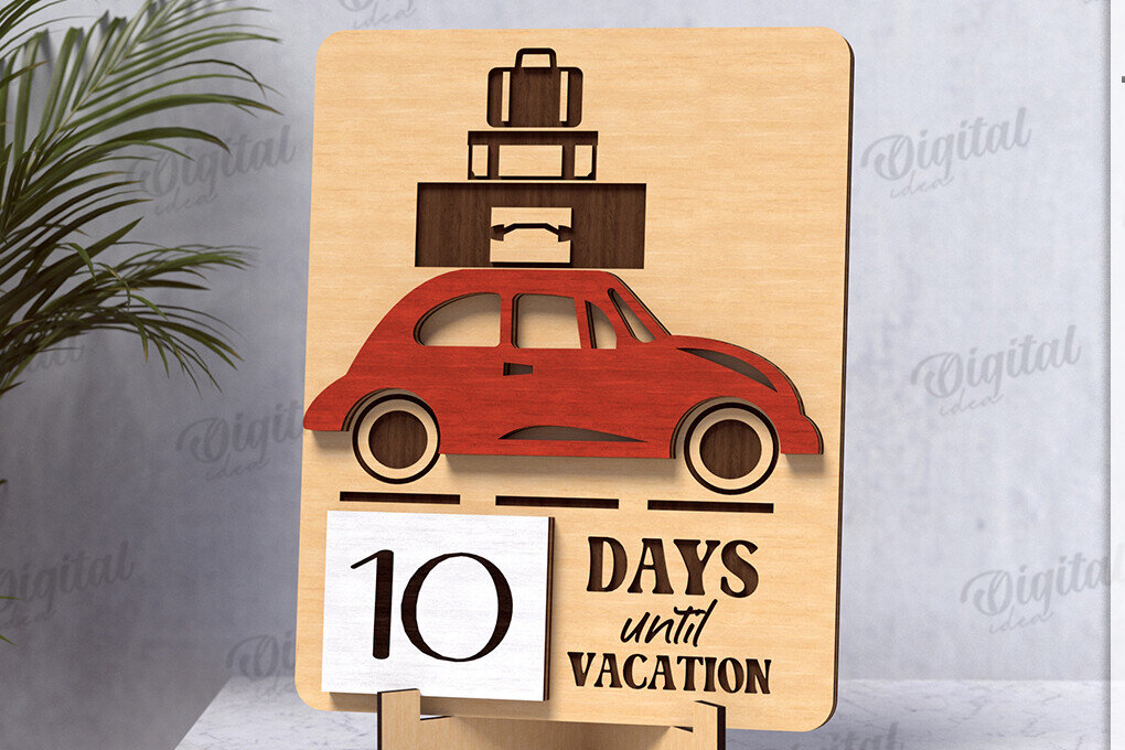 Intra απο ξύλο plywood 3mm-4mm πάχος Τρισδιάστατη αντίστροφη μέτρηση για διακοπές Δίασταση 30x20 cm INTRAFABR-123570209