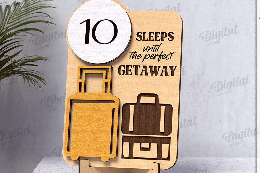 Intra απο ξύλο plywood 3mm-4mm πάχος Τρισδιάστατη αντίστροφη μέτρηση για διακοπές Δίασταση 30x20 cm INTRAFABR-123569548