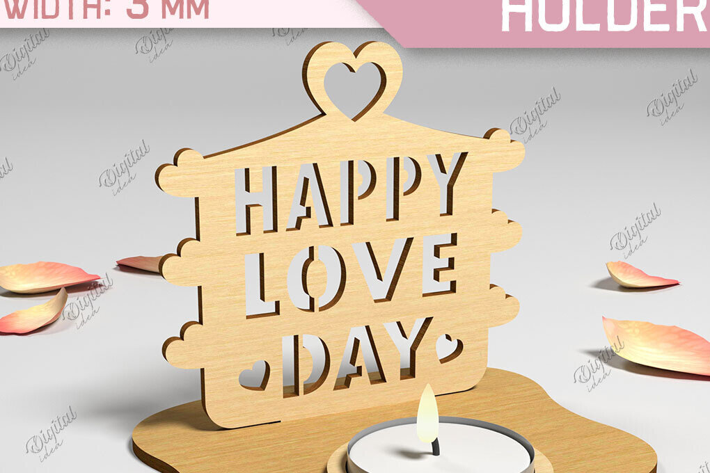 Σετ των 2 Intra απο ξύλο plywood 3mm-4mm πάχος Τρισδιάστατη θήκη για κεριά Αγίου Βαλεντίνου Cut  Δίασταση 15x15 cm INTRAFABR-87674598