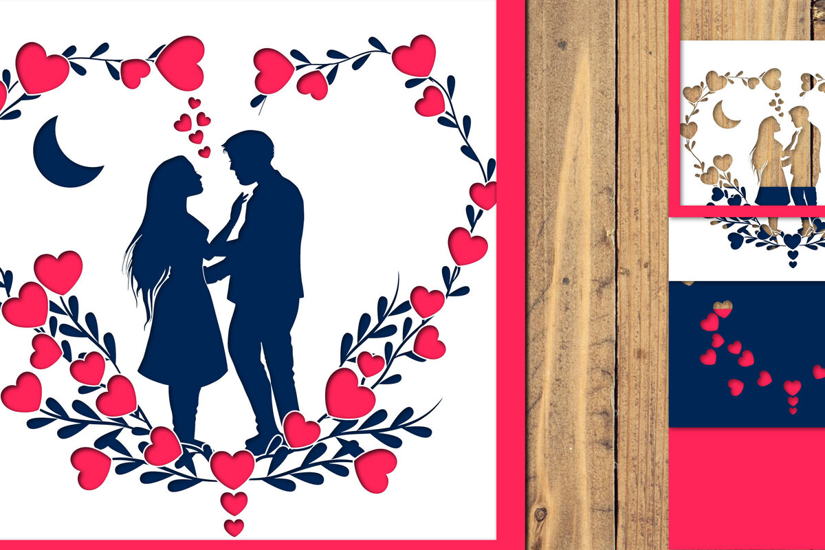 Σετ των 2 Intra απο ξύλο plywood 3mm-4mm πάχος 3D Valentine Digital Multilayer Layout Δίασταση 1500x1500 cm INTRAFABR-115471449