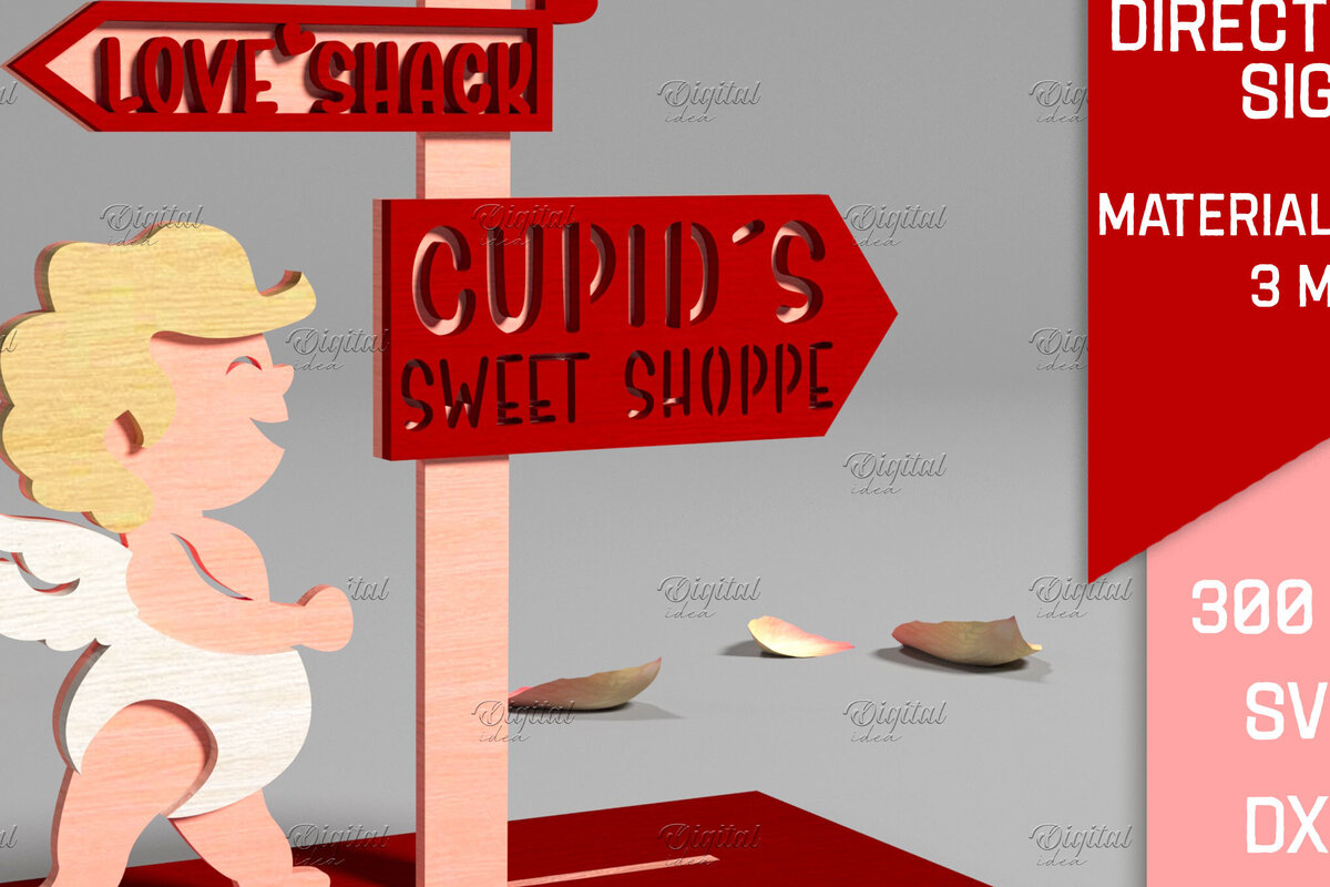 Σετ των 2 Intra απο ξύλο plywood 3mm-4mm πάχος 3D Valentine. Τομή με λέιζερ κατεύθυνσης Δίασταση 15x15 cm INTRAFABR-83942019