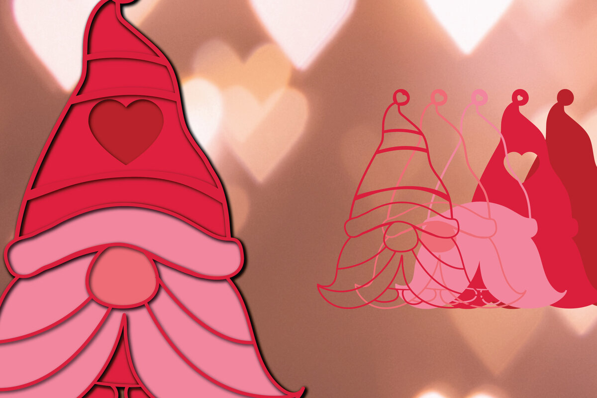 Intra απο ξύλο plywood 3mm-4mm πάχος 3D Valentine Gnome Paper Cut Δίασταση 1200x1200 cm INTRAFABR-24489978