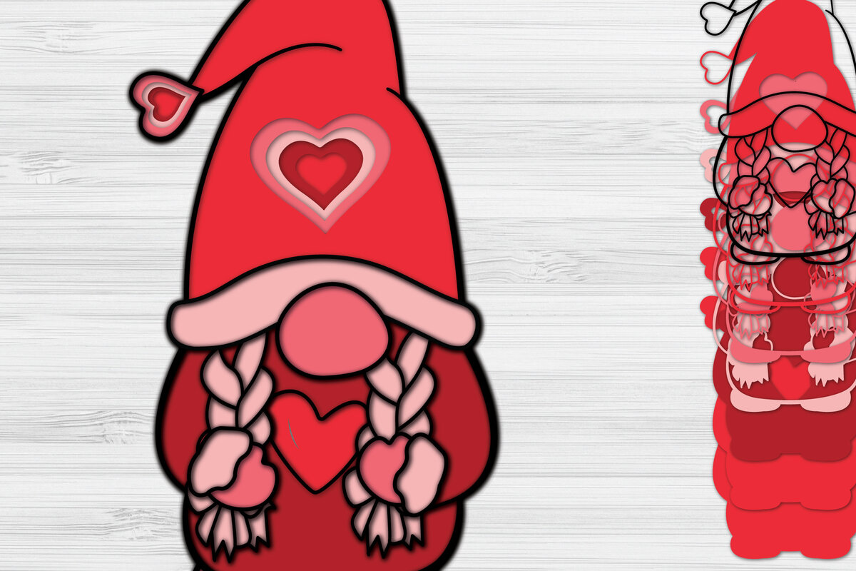 Σετ των 2 Intra απο ξύλο plywood 3mm-4mm πάχος 3D Valentine Gnome Paper Cut Δίασταση 1200x1200 cm INTRAFABR-57518060