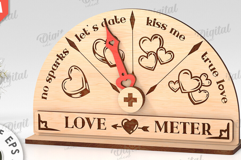 Σετ των 2 Intra απο ξύλο plywood 3mm-4mm πάχος Τρισδιάστατη Valentine Love Meter Δίασταση 15x15 cm INTRAFABR-113260478