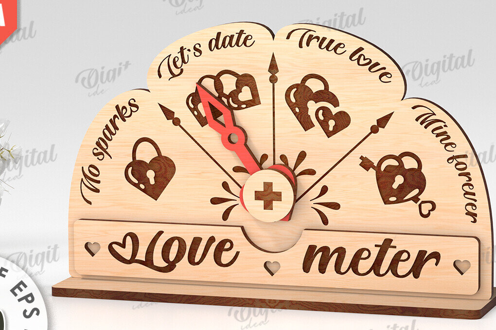 Σετ των 2 Intra απο ξύλο plywood 3mm-4mm πάχος Τρισδιάστατη Valentine Love Meter Δίασταση 15x15 cm INTRAFABR-113260515