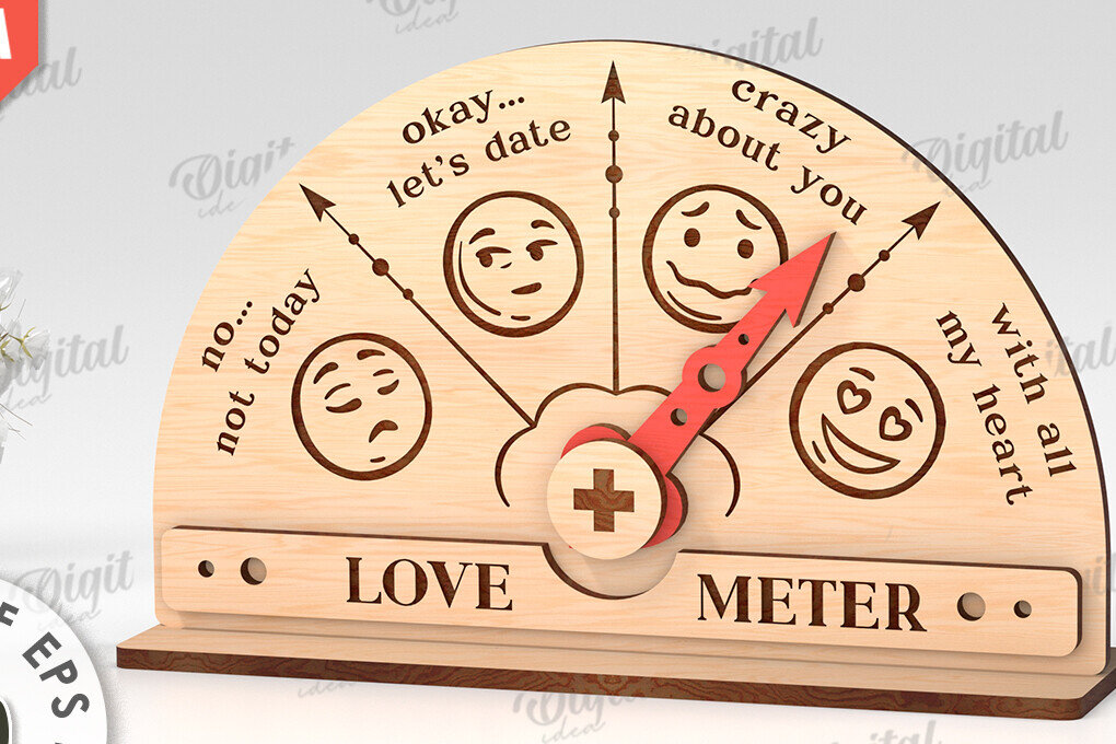 Σετ των 2 Intra απο ξύλο plywood 3mm-4mm πάχος Τρισδιάστατη Valentine Love Meter Δίασταση 15x15 cm INTRAFABR-113260560