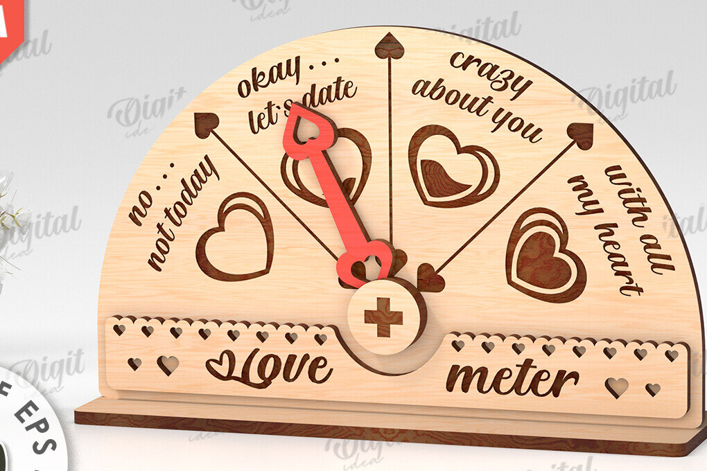 Σετ των 2 Intra απο ξύλο plywood 3mm-4mm πάχος Τρισδιάστατη Valentine Love Meter Δίασταση 15x15 cm INTRAFABR-113260632