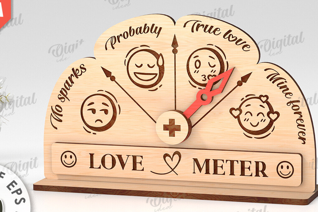 Σετ των 2 Intra απο ξύλο plywood 3mm-4mm πάχος Τρισδιάστατη Valentine Love Meter Δίασταση 15x15 cm INTRAFABR-113260714