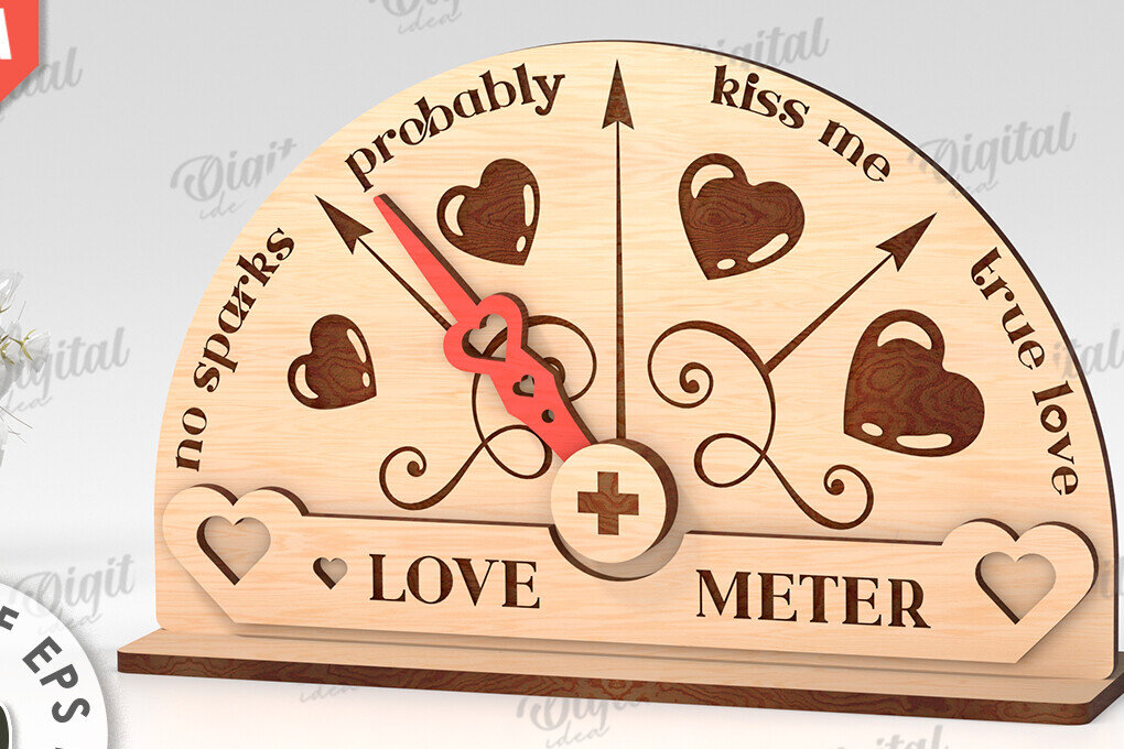 Σετ των 2 Intra απο ξύλο plywood 3mm-4mm πάχος Τρισδιάστατη Valentine Love Meter Δίασταση 15x15 cm INTRAFABR-113260744