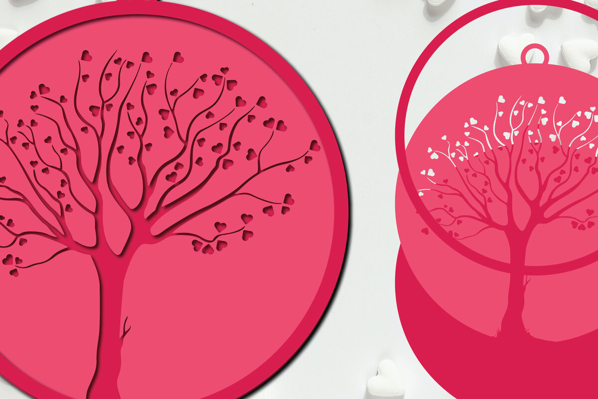 Σετ των 2 Intra απο ξύλο plywood 3mm-4mm πάχος 3d Valentine Paper Cut Δίασταση 1200x1200 cm INTRAFABR-23184539