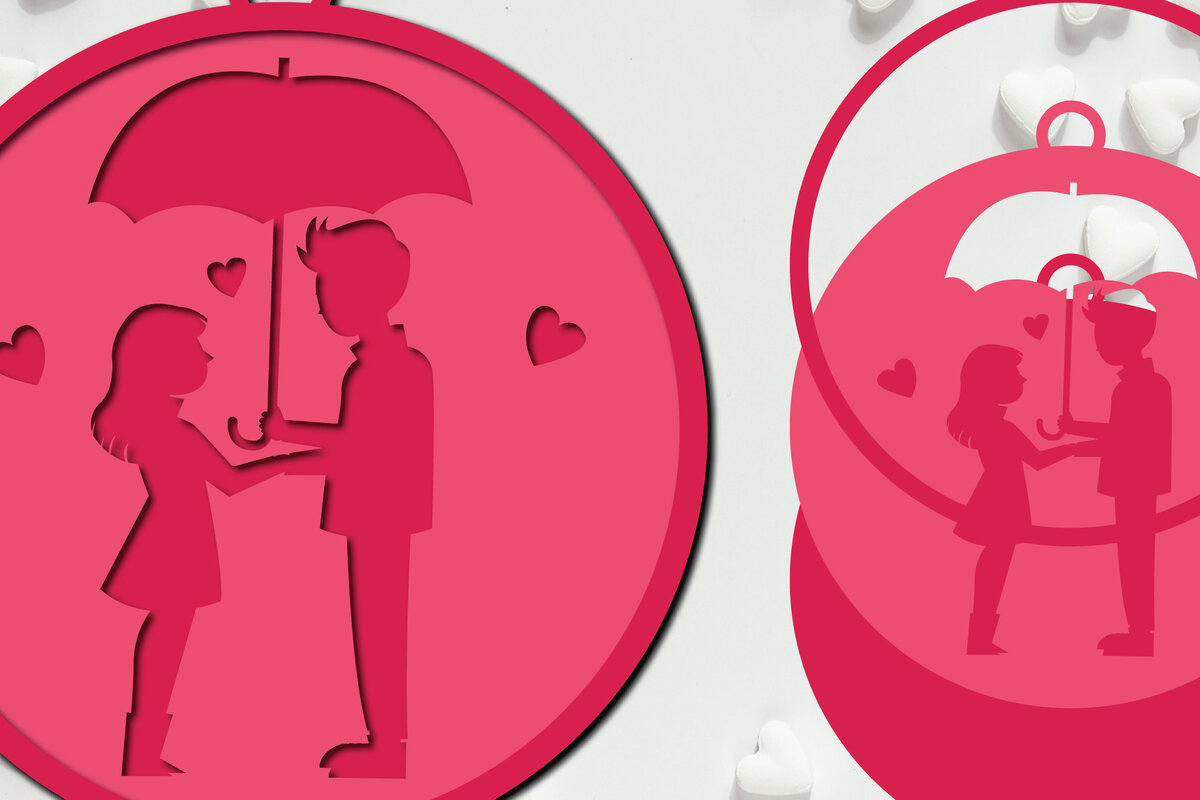 Σετ των 2 Intra απο ξύλο plywood 3mm-4mm πάχος 3d Valentine Paper Cut Δίασταση 1200x1200 cm INTRAFABR-23184542