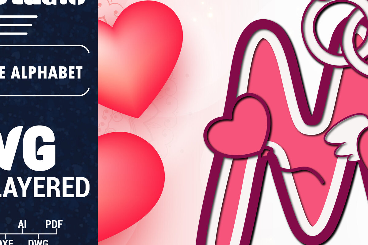 Σετ των 2 Intra απο ξύλο plywood 3mm-4mm πάχος Τρισδιάστατη κοπή χαρτιού με αλφάβητο του Αγίου Βαλεντίνου Δίασταση 1500x1500 cm INTRAFABR-90562381