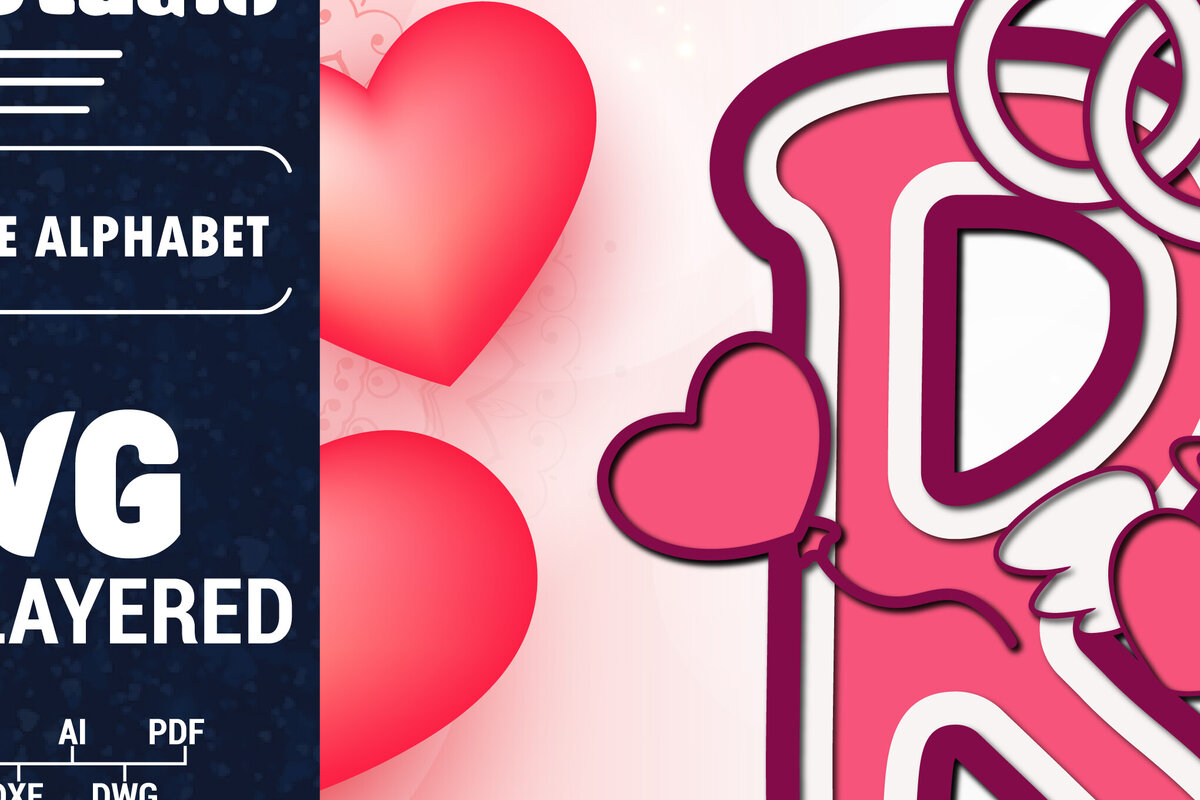 Σετ των 2 Intra απο ξύλο plywood 3mm-4mm πάχος Τρισδιάστατη κοπή χαρτιού με αλφάβητο του Αγίου Βαλεντίνου Δίασταση 1500x1500 cm INTRAFABR-90562428