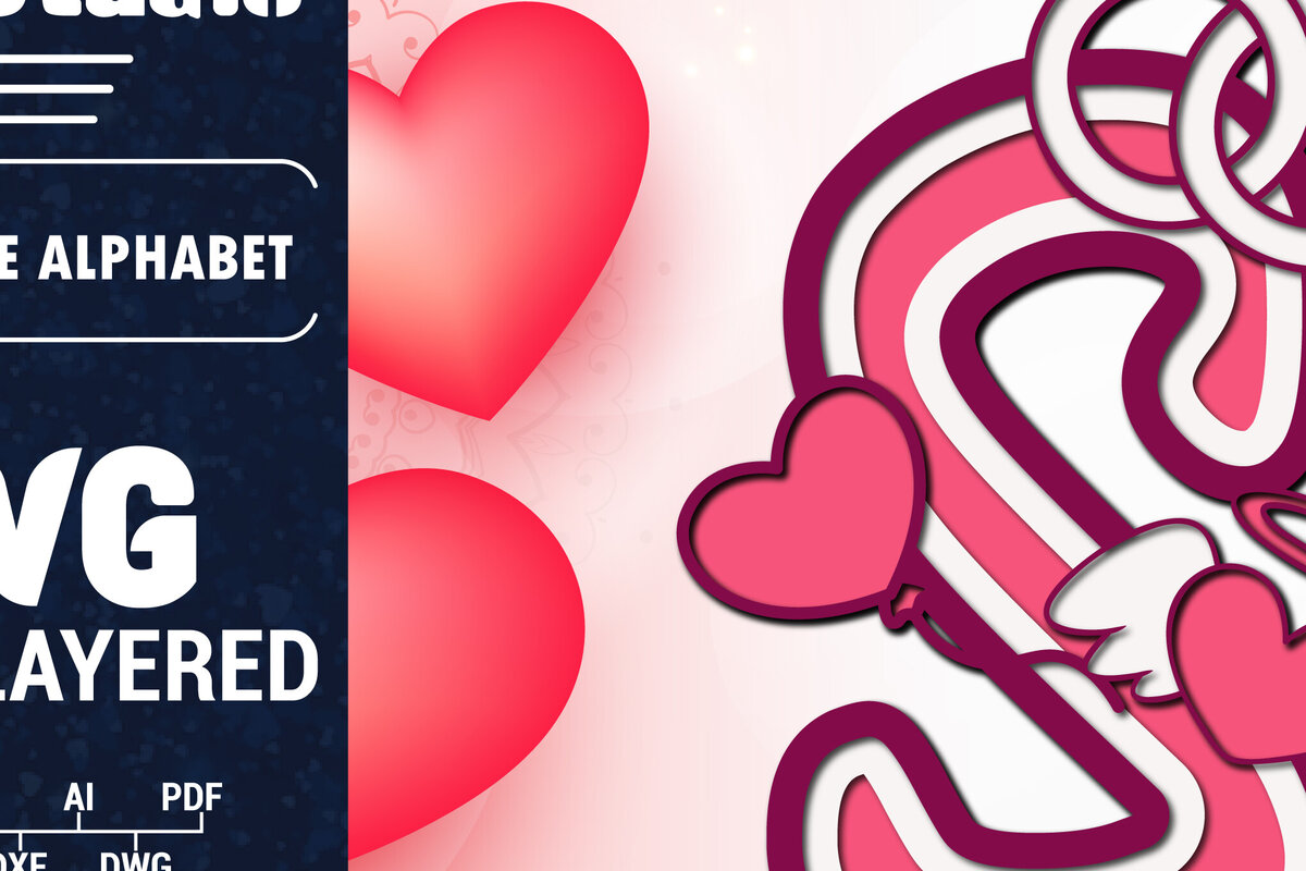 Σετ των 3 Intra απο ξύλο plywood 3mm-4mm πάχος Τρισδιάστατη κοπή χαρτιού με αλφάβητο του Αγίου Βαλεντίνου Δίασταση 1500x1500 cm INTRAFABR-90562526