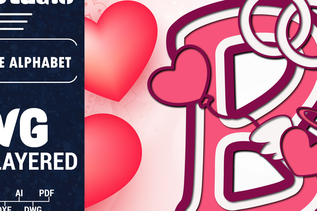 Σετ των 2 Intra απο ξύλο plywood 3mm-4mm πάχος Τρισδιάστατη κοπή χαρτιού με αλφάβητο του Αγίου Βαλεντίνου Δίασταση 1500x1500 cm INTRAFABR-90562315