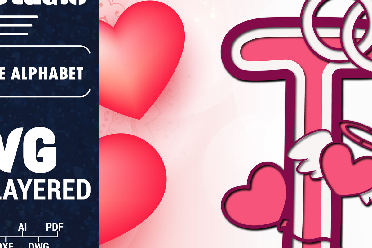 Σετ των 2 Intra απο ξύλο plywood 3mm-4mm πάχος Τρισδιάστατη κοπή χαρτιού με αλφάβητο του Αγίου Βαλεντίνου Δίασταση 1500x1500 cm INTRAFABR-90562528