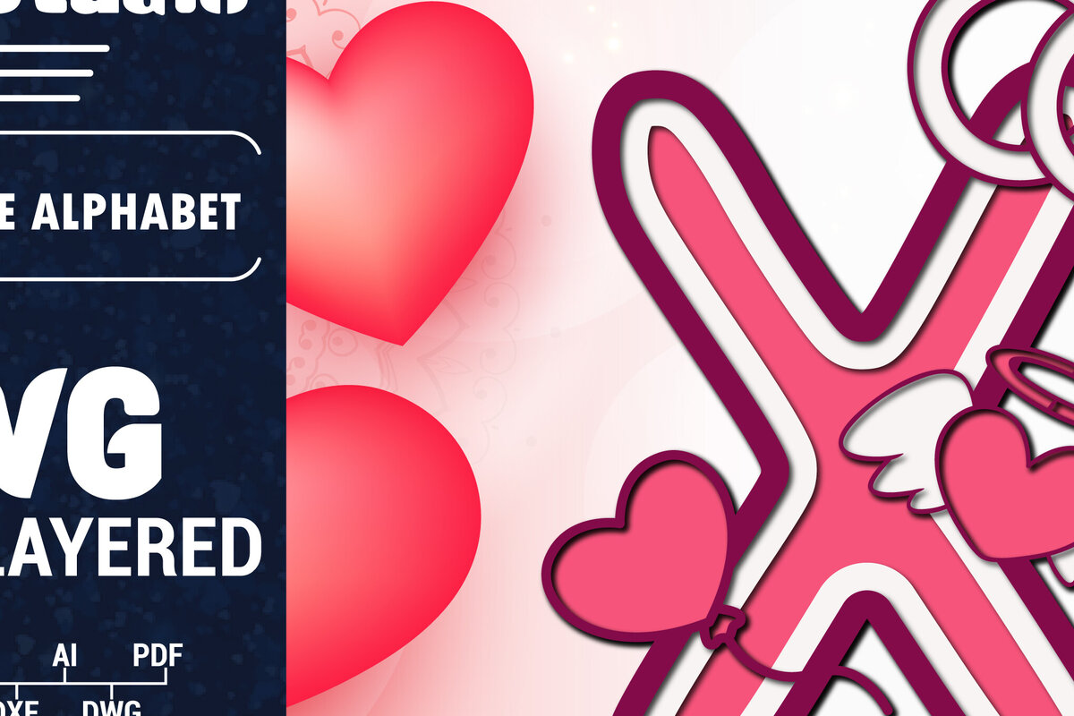 Σετ των 2 Intra απο ξύλο plywood 3mm-4mm πάχος Τρισδιάστατη κοπή χαρτιού με αλφάβητο του Αγίου Βαλεντίνου Δίασταση 1500x1500 cm INTRAFABR-90562545