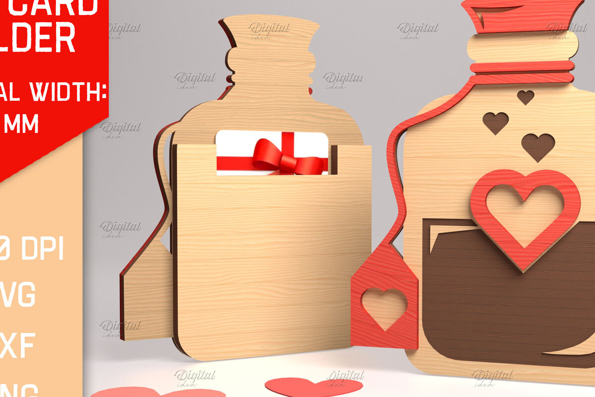 Σετ των 2 Intra απο ξύλο plywood 3mm-4mm πάχος Τρισδιάστατη θήκη δώρου για την ημέρα του Αγίου Βαλεντίνου Δίασταση 15x15 cm INTRAFABR-83940901