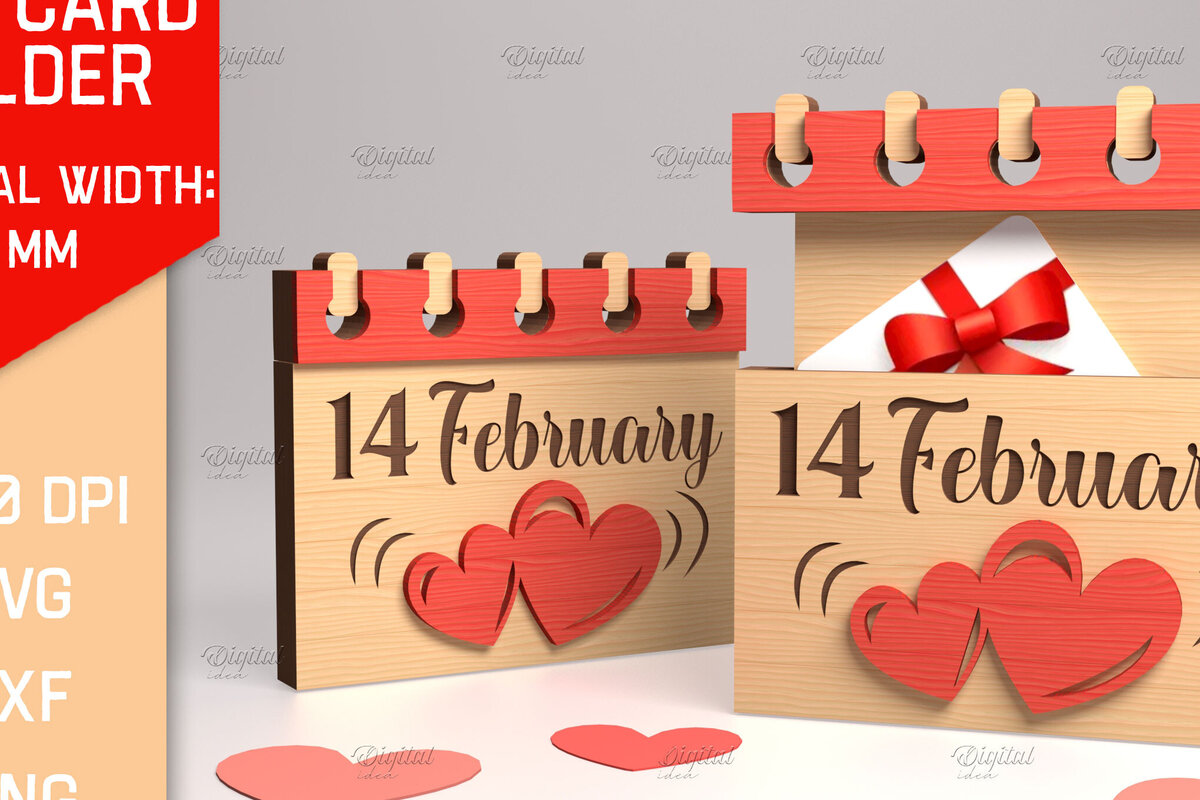 Σετ των 2 Intra απο ξύλο plywood 3mm-4mm πάχος Τρισδιάστατη θήκη δώρου για την ημέρα του Αγίου Βαλεντίνου Δίασταση 15x15 cm INTRAFABR-83940685