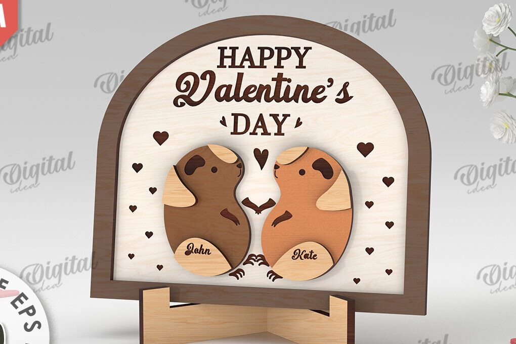 Σετ των 2 Intra απο ξύλο plywood 3mm-4mm πάχος Σχέδιο κοπής με λέιζερ 3D δώρου για την ημέρα του Αγίου Βαλεντίνου Δίασταση 15x15 cm INTRAFABR-112890028