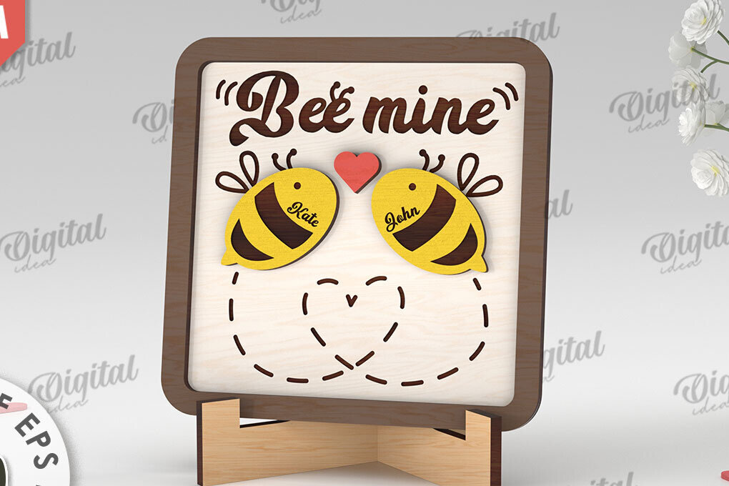 Σετ των 2 Intra απο ξύλο plywood 3mm-4mm πάχος Σχέδιο κοπής με λέιζερ 3D δώρου για την ημέρα του Αγίου Βαλεντίνου Δίασταση 15x15 cm INTRAFABR-112888691