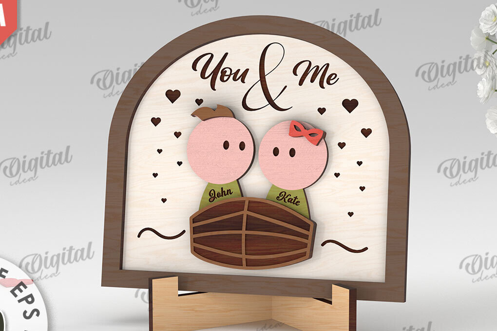 Σετ των 2 Intra απο ξύλο plywood 3mm-4mm πάχος Σχέδιο κοπής με λέιζερ 3D δώρου για την ημέρα του Αγίου Βαλεντίνου Δίασταση 15x15 cm INTRAFABR-112889425