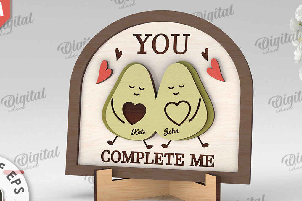 Σετ των 2 Intra απο ξύλο plywood 3mm-4mm πάχος Σχέδιο κοπής με λέιζερ 3D δώρου για την ημέρα του Αγίου Βαλεντίνου Δίασταση 15x15 cm INTRAFABR-112888461