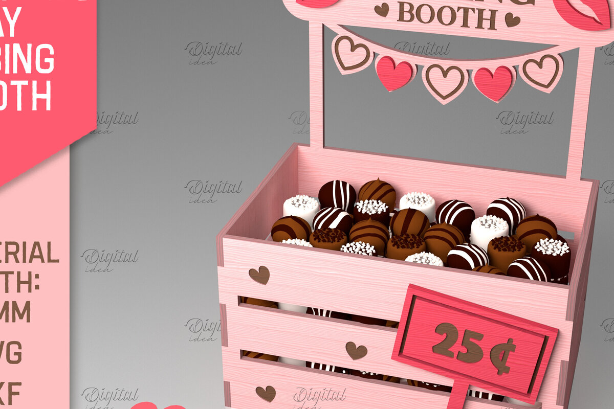 Σετ των 2 Intra απο ξύλο plywood 3mm-4mm πάχος τρισδιάστατη ημέρα του Αγίου Βαλεντίνου. Kissing Booth  Δίασταση 15x15 cm INTRAFABR-84069302