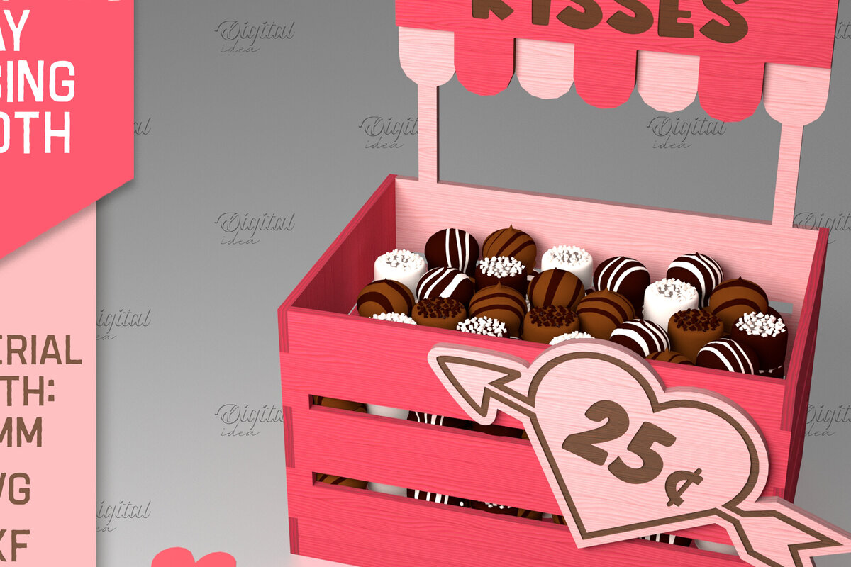 Intra απο ξύλο plywood 3mm-4mm πάχος τρισδιάστατη ημέρα του Αγίου Βαλεντίνου. Kissing Booth  Δίασταση 15x15 cm INTRAFABR-84068815