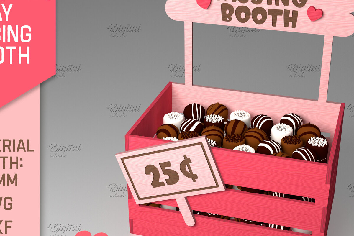 Σετ των 2 Intra απο ξύλο plywood 3mm-4mm πάχος τρισδιάστατη ημέρα του Αγίου Βαλεντίνου. Kissing Booth  Δίασταση 15x15 cm INTRAFABR-84068902