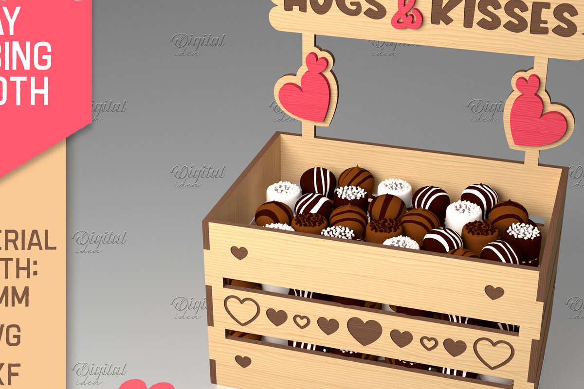 Σετ των 2 Intra απο ξύλο plywood 3mm-4mm πάχος τρισδιάστατη ημέρα του Αγίου Βαλεντίνου. Kissing Booth  Δίασταση 15x15 cm INTRAFABR-84069021