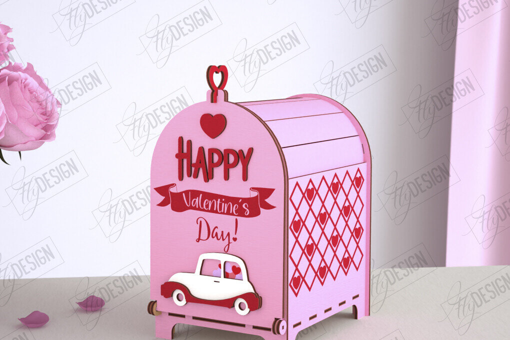 Σετ των 2 Intra απο ξύλο plywood 3mm-4mm πάχος 3D γραμματοκιβώτιο για την ημέρα του Αγίου Βαλεντίνου | Ραβασάκι Δίασταση 15x15 cm INTRAFABR-113839800